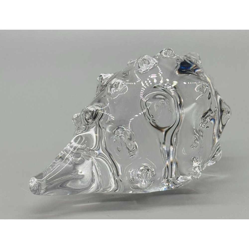 Hedgehog Clear Glass Crystal Paperweight Figurine 4 inch‎